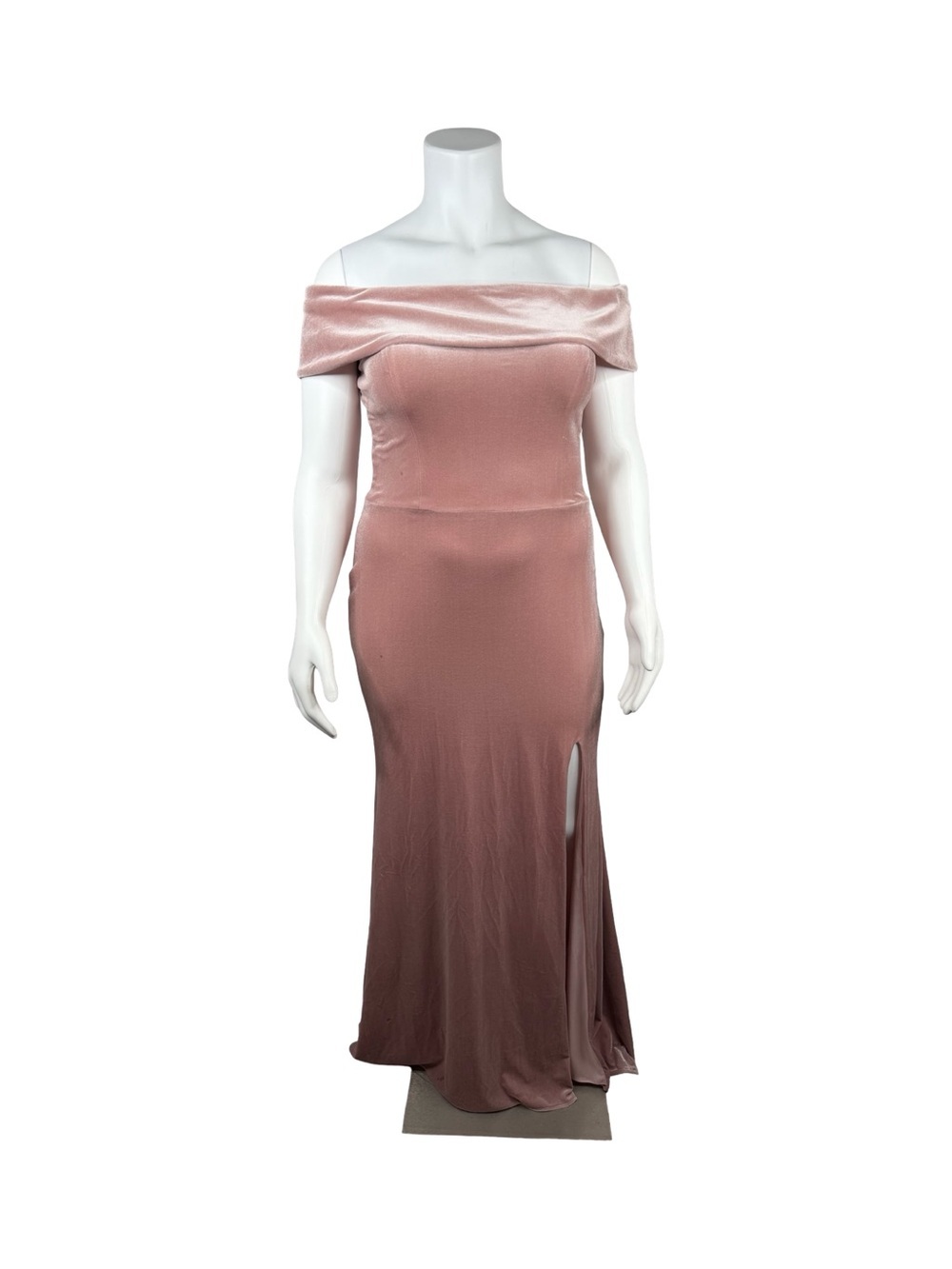 BHLDN Fawn Velvet Off-Shoulder Mermaid Blush Pink Velvet Bridesmaid Dress Sz. 16